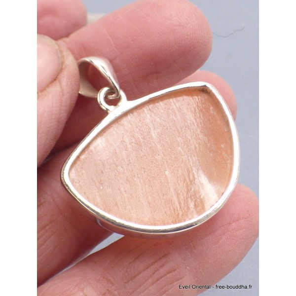 Pendentif Sélénite orange semi-ronde épaisse Pendentifs pierres naturelles XV65.1