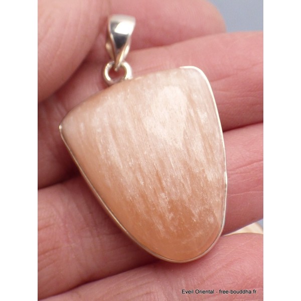 Pendentif Sélénite orange semi-ovale Pendentifs pierres naturelles XV65.2