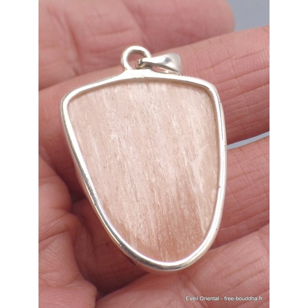 Pendentif Sélénite orange semi-ovale Pendentifs pierres naturelles XV65.2