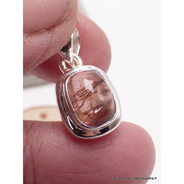 Pendentif Tourmaline rose ocre rectangulaire Pendentifs pierres naturelles PU37.2