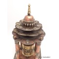 Rare Moulin à prières 4 pilliers métal vieilli 30 cm Moulins à Prières tibétains MAPT5