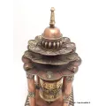Rare Moulin à prières 4 pilliers métal vieilli 30 cm - Moulins à Prières tibétains