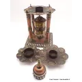 Rare Moulin à prières 4 pilliers métal vieilli 30 cm - Moulins à Prières tibétains