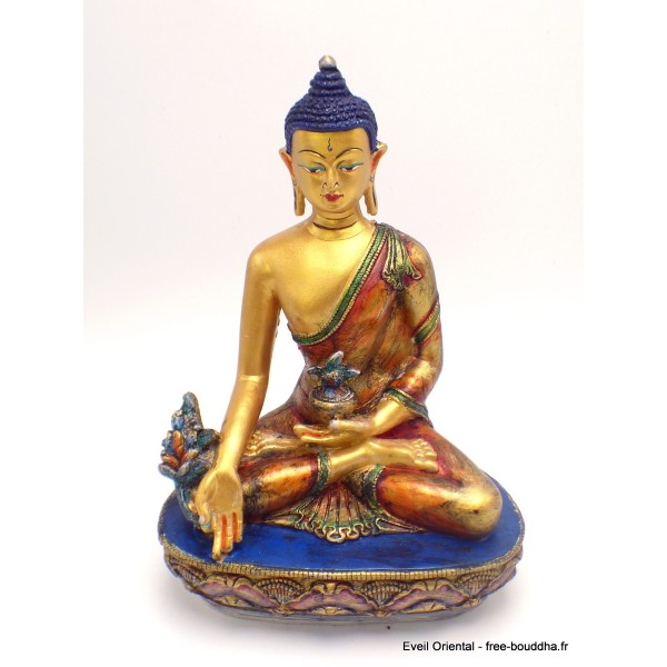 Bouddha de Médecine statuette peinte à la main 22 cm Statuettes Bouddhistes BLUEB3-a