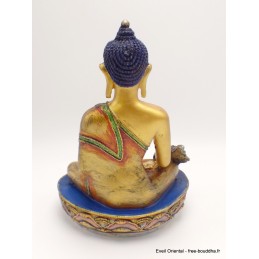 Bouddha de Médecine statuette peinte à la main 22 cm Objets rituels bouddhistes BLUEB3