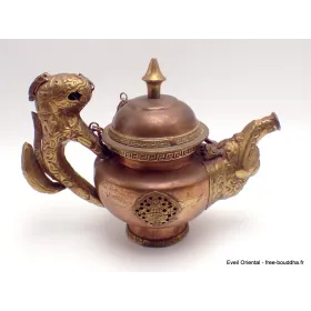 Théière tibétaine Dragon en cuivre et laiton - Artisanat tibétain bouddhiste
