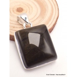 Pendentif Obsidienne noire argentée black sheen Pendentifs pierres naturelles aw122.1