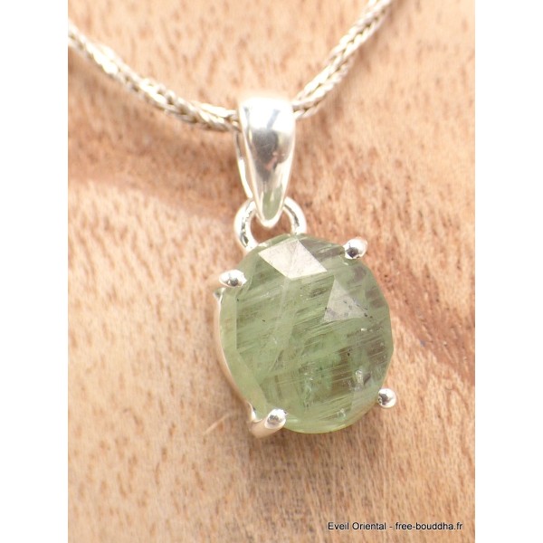 Pendentif Cyanite verte facettée ronde Bijoux en Cyanite Verte PAC79.1