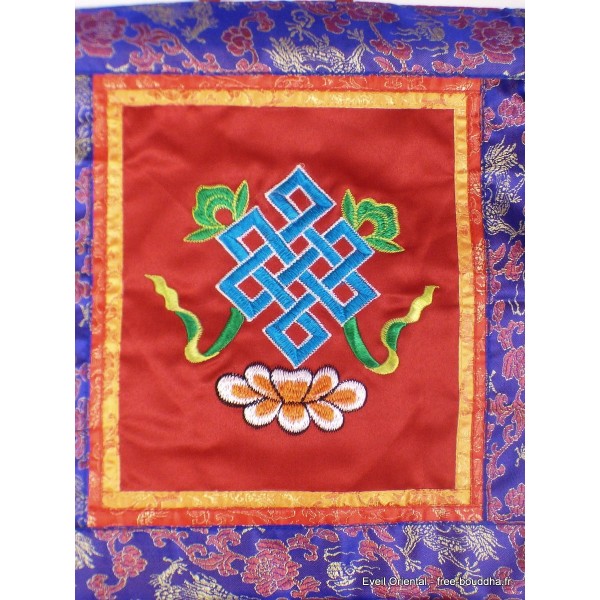 Tenture tibétaine brodée noeud infini divers coloris Tentures tibétaines Bouddha BRO6