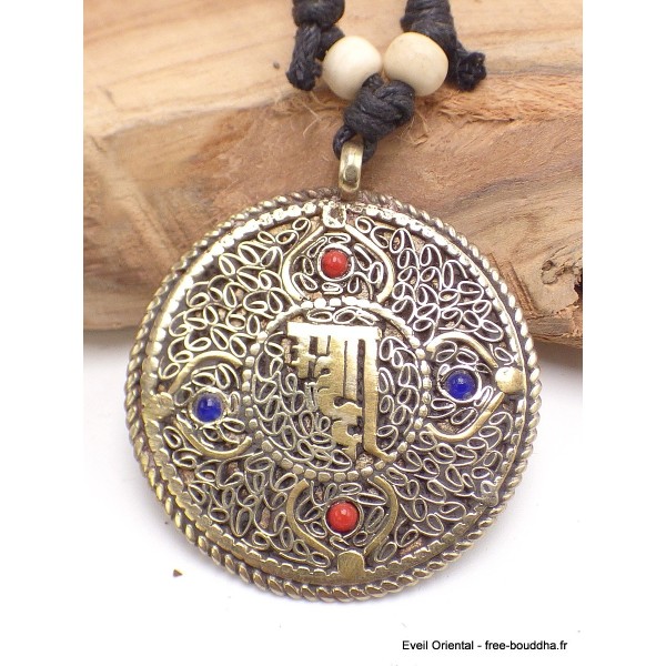 Bijou tibétain pendentif réversible Kalachakra Bijoux tibetains bouddhistes AAP13