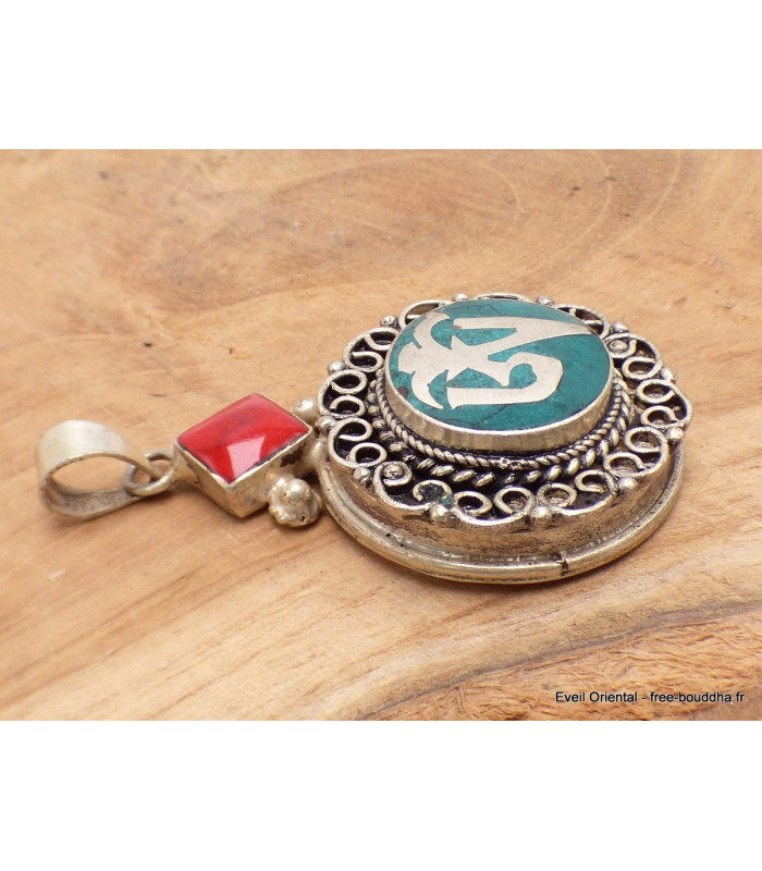 Bijou tibétain pendentif Om pierre fantaisie Bijoux tibetains bouddhistes BHP101.1