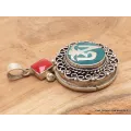 Bijou tibétain pendentif Om pierre fantaisie - Pendentifs tibétains bouddhistes
