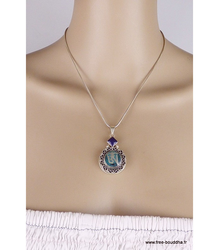Bijou tibétain pendentif Om pierre fantaisie Bijoux tibetains bouddhistes BHP101.1