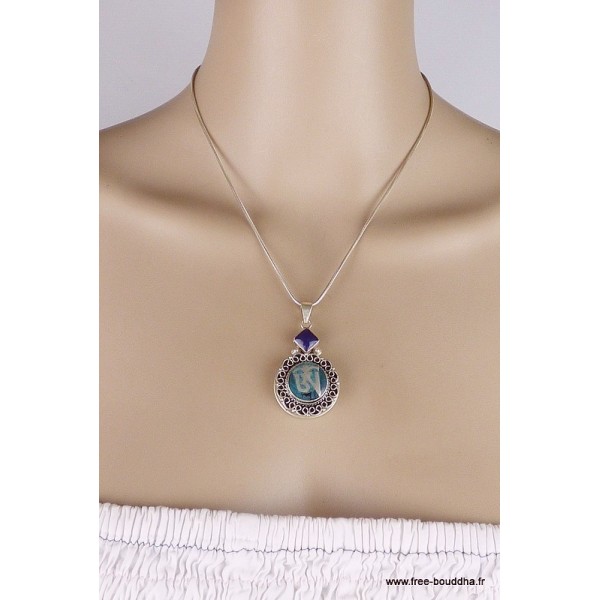 Bijou tibétain pendentif Om pierre fantaisie Bijoux tibetains bouddhistes BHP101.1