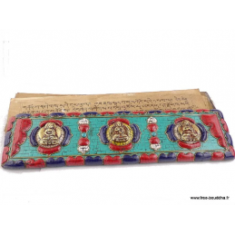 Livre de prières bouddhiste serti de turquoises Objets rituels bouddhistes ref 3794.4