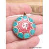 Bijou tibétain pendentif Om turquoise corail Bijoux tibetains bouddhistes WN35