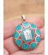 Bijou tibétain pendentif Kalachakra couleur turquoise Bijoux tibetains bouddhistes WN36