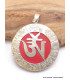 Pendentif tibétain Om sur fond rouge Bijoux tibetains bouddhistes 2668.1