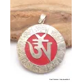 Pendentif tibétain Om sur fond rouge - Pendentifs tibétains bouddhistes