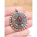 Bijou tibétain pendentif Ghau pierre naturelle Bijoux tibetains bouddhistes 2668.5