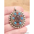 Bijou tibétain pendentif Ghau pierre naturelle - Bijoux tibetains bouddhistes