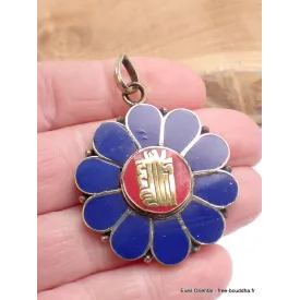 Pendentif tibétain fleur Kalachakra - Pendentifs tibétains bouddhistes