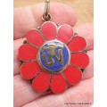 Bijou tibétain fleur imitation corail Bijoux tibetains bouddhistes ref 35.2