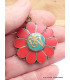 Bijou tibétain pendentif fleur couleur corail Bijoux tibetains bouddhistes ref 35.3