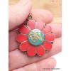 Bijou tibétain pendentif fleur couleur corail Bijoux tibetains bouddhistes ref 35.3