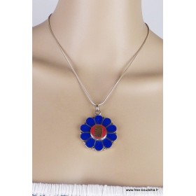 Bijou tibétain pendentif fleur Yeux du Bouddha Bijoux tibetains bouddhistes ref 35.4