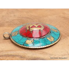 Bijou tibétain pendentif rond Om mantra - Pendentifs tibétains bouddhistes
