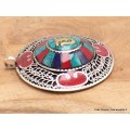Bijou Pendentif tibétain bouddhiste rond multicolore Bijoux tibetains bouddhistes BHP46.3