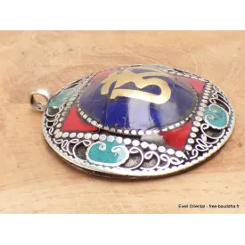 Gros pendentif tibétain Om éclats de pierres - Pendentifs tibétains bouddhistes