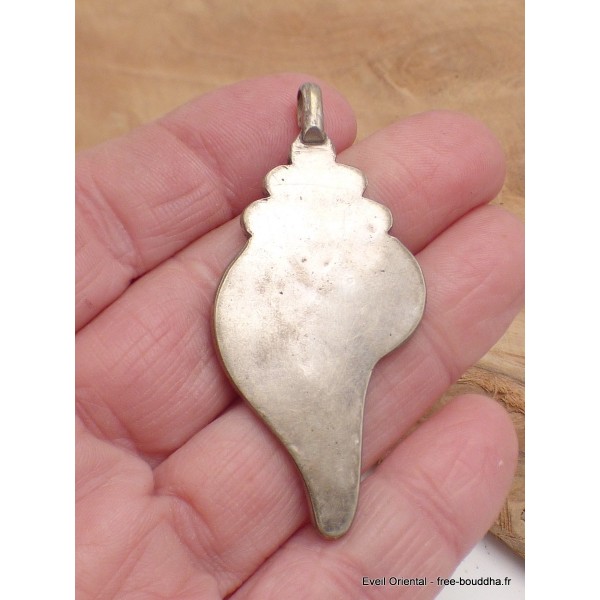 Conque tibétaine pendentif couleur corail Bijoux tibetains bouddhistes ET1.15