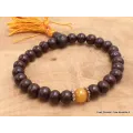 Bracelet tibétain mala bois de rose et ambre - Bracelets tibétains bouddhistes