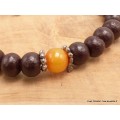 Bracelet tibétain mala bois de rose et ambre Bracelets tibétains bouddhistes BM1