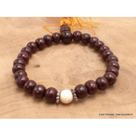 Bracelet mala tibétain Bois de rose corail blanc - Bracelets tibétains bouddhistes