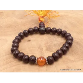 Bracelet tibétain BOIS DE ROSE CORNALINE - Bracelets tibétains bouddhistes