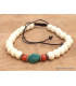 Bracelet tibétain mala Os de buffle et turquoise Bracelets tibétains bouddhistes BM33