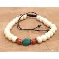 Bracelet tibétain mala Os de buffle et turquoise - Bracelets tibétains bouddhistes