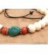Bracelet tibétain mala Os de buffle et turquoise Bracelets tibétains bouddhistes BM33