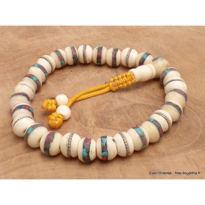 Bracelet tibétain porte-bonheur os de buffle Bijoux tibetains bouddhistes BB21
