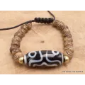 Bracelet tibétain Os sculpté et Dzi - Bracelets tibétains bouddhistes