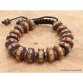 Bracelet tibétain Os de yak brun sculpté Bracelets tibétains bouddhistes BRTIB6