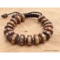 Bracelet tibétain Os de yak brun sculpté - Bracelets tibétains bouddhistes