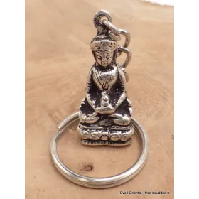 Porte-clé Bouddha en métal blanc, origine Népal