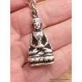 Porte-clé Bouddha en métal blanc, origine Népal - Artisanat tibétain bouddhiste