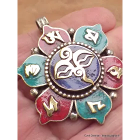 Pendentif tibétain Fleur Yeux du Bouddha - Pendentifs tibétains bouddhistes