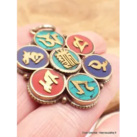 Bijou tibétain pendentif Kalachakra et mantra - Pendentifs tibétains bouddhistes