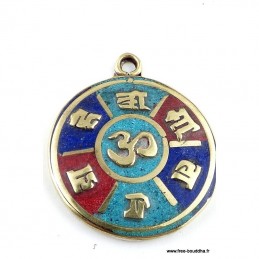 Pendentif tibétain médaillon Om ou kalachakra Bijoux tibetains bouddhistes ref 60.5